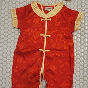 Lunar Chinese New Year Brocade outfit toddler 6-12 months gold, red